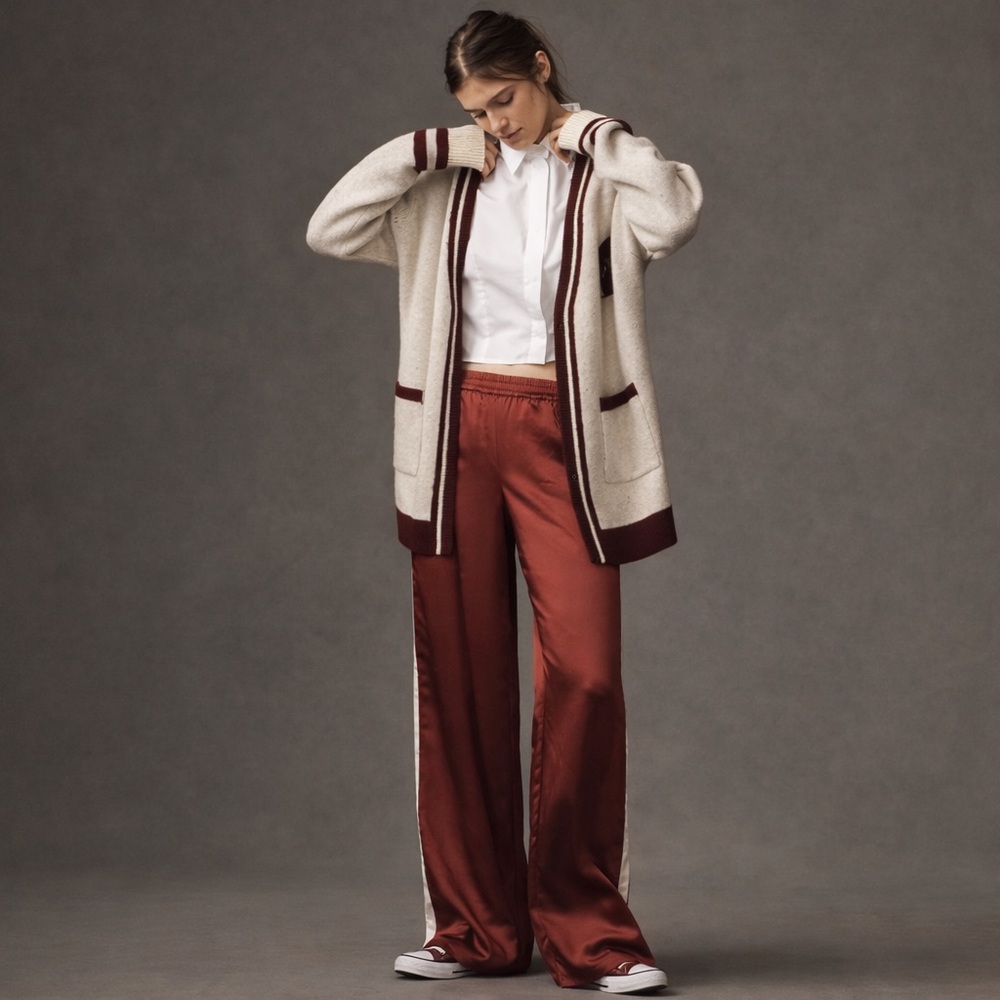 Anthropologie Flat White Game Day Football Cardigan Sweater | One Size NWT - Picture 3 of 10